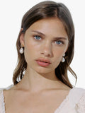 Shyla gold plated drop earrings pearl 3.4cm (British brand)