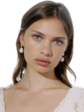 Shyla gold plated drop earrings pearl 3.4cm (British brand)