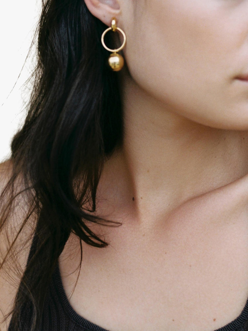 Shyla Layla pearl drop hoop earrings gold 4cm, imported from the UK