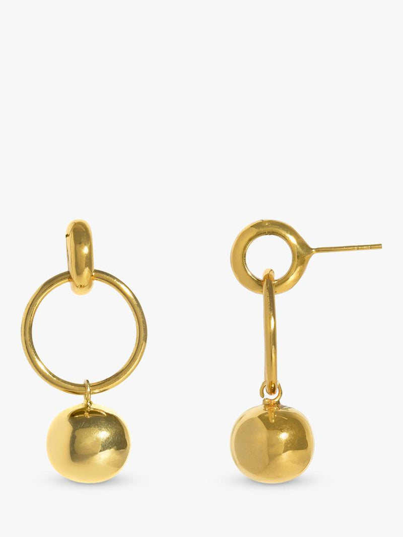 Shyla Layla pearl drop hoop earrings gold 4cm, imported from the UK