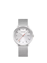 John Lewis Mondaine Men's Doppio 41mm Mesh Strap Watch Silver- Buy online at McGrocer
