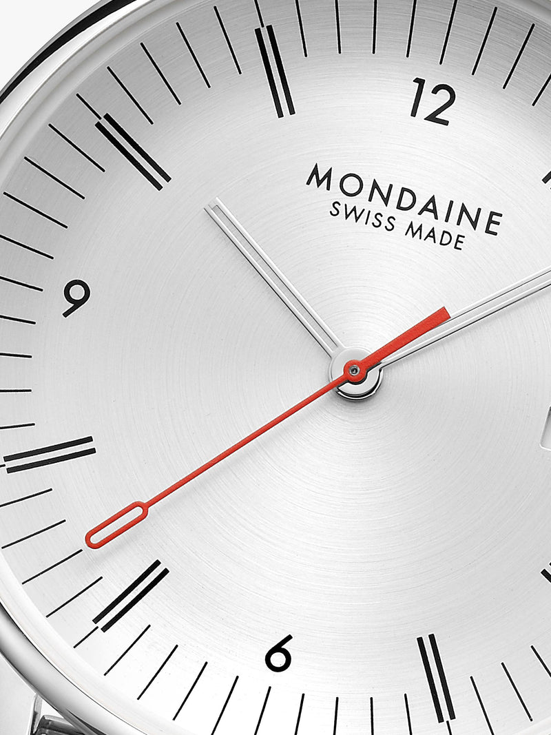 Mondaine Doppio men's watch 41mm silver mesh strap - British product