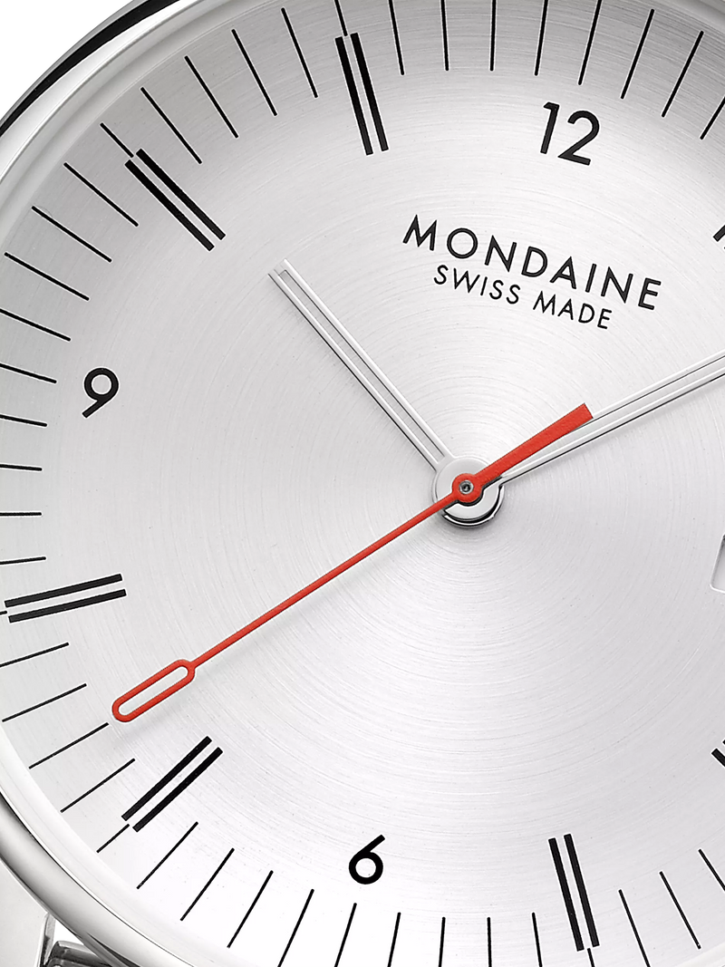 Mondaine Doppio men's watch 41mm silver mesh strap - British product