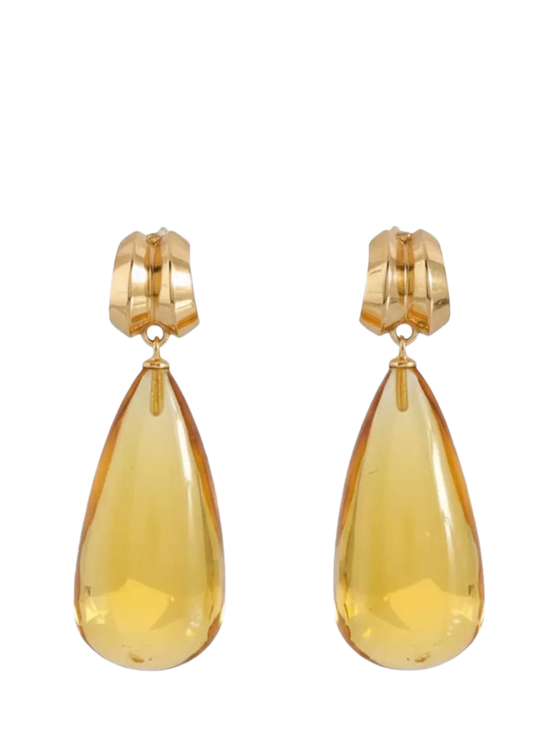 Shyla Lucille drop earrings gold plated glass pendant - British product
