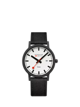John Lewis Mondaine Essence Solar Date 41mm Nylon Strap Watch Black- Buy online at McGrocer