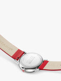 Mondaine vegan watch with red grape leather strap, UK version