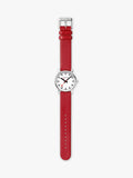 Mondaine vegan watch with red grape leather strap, UK version