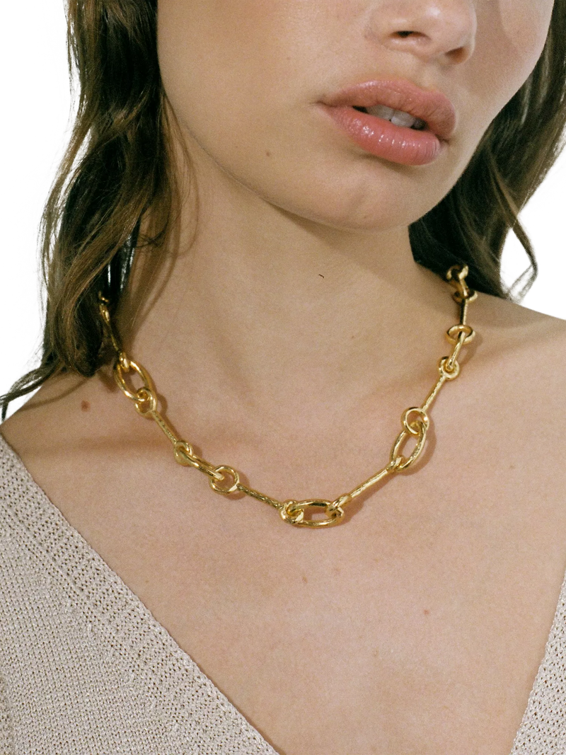 Shyla gold plated interlock necklace 44cm, imported from the UK