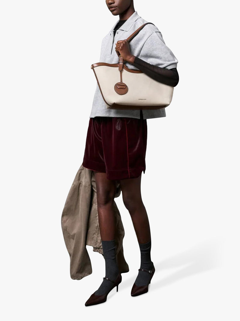 CHARLES & KEITH chocolate canvas tote bag, UK version