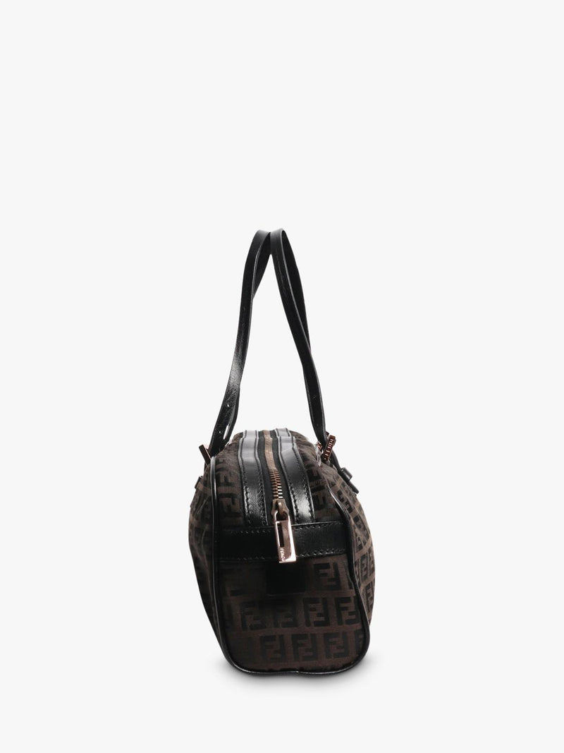 Pre-loved Fendi Zucca canvas top handle bag brown (British brand)