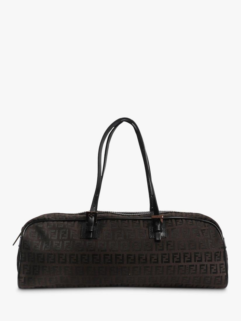 Pre-loved Fendi Zucca canvas top handle bag brown (British brand)