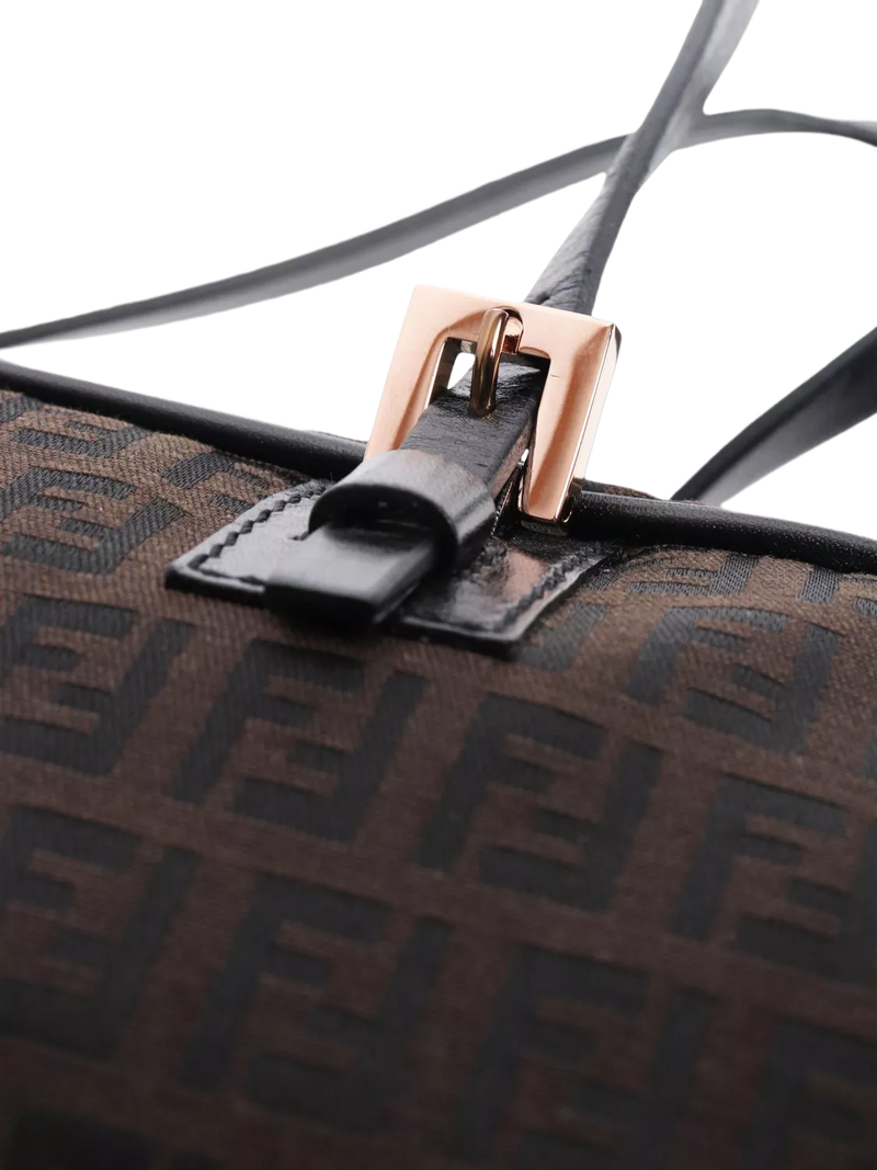 Pre-loved Fendi Zucca canvas top handle bag brown (British brand)