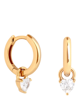 John Lewis Astrid & Miyu Heart Crystal Charm Huggie Hoop Earrings Gold- Buy online at McGrocer
