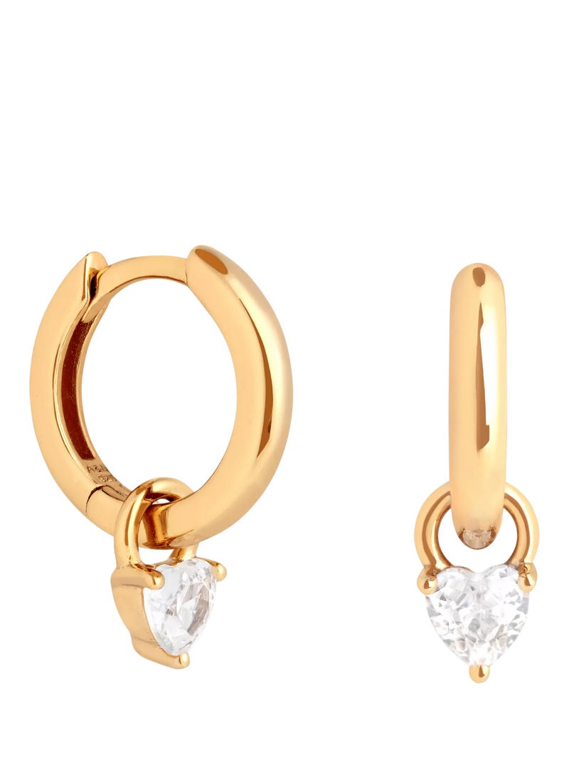 Astrid & Miyu heart charm huggie hoop earrings gold toned (British brand)