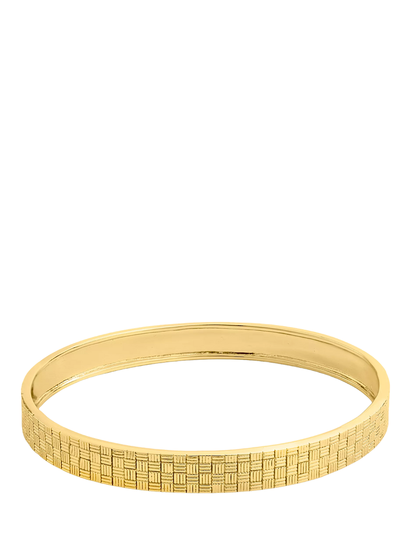 LARNAUTI cross hatch textured gold bangle, imported from the UK