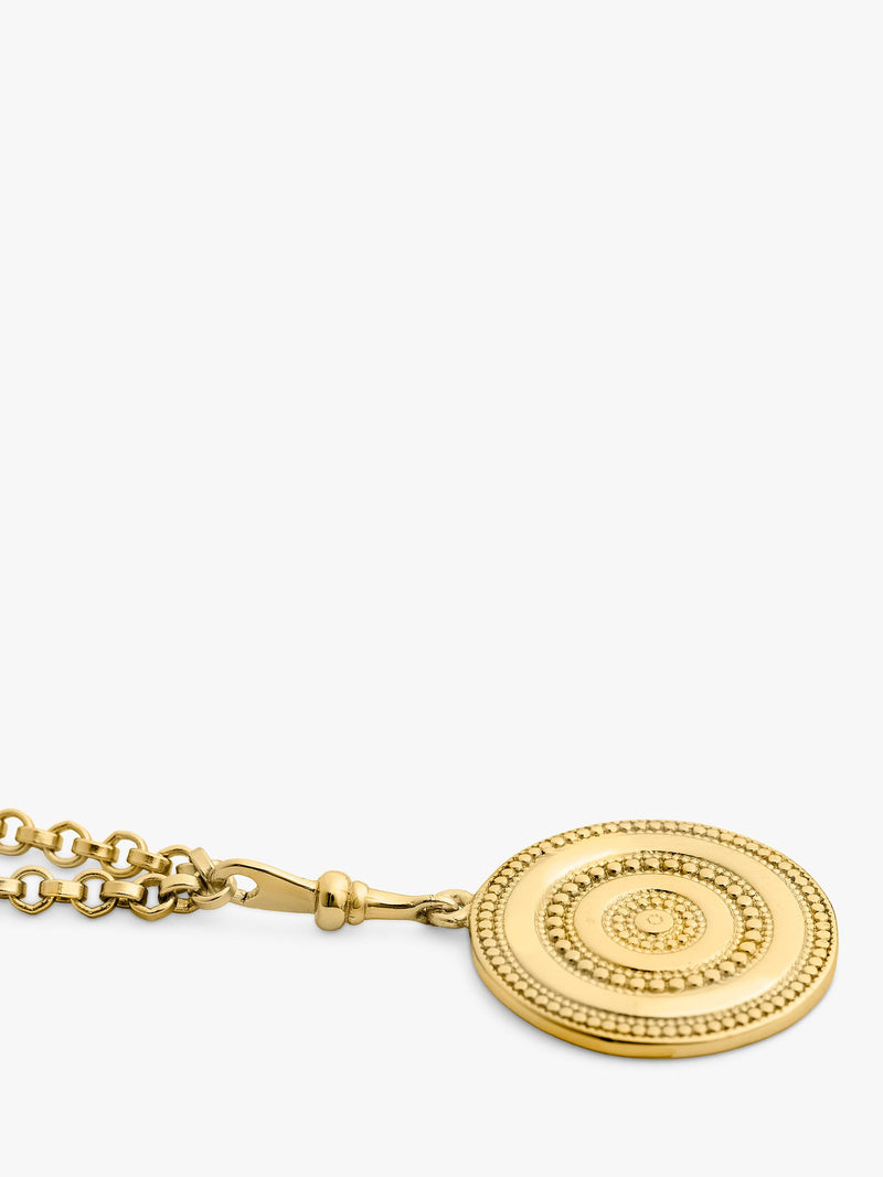 LARNAUTI gold beaded disc pendant necklace 41cm (British brand)