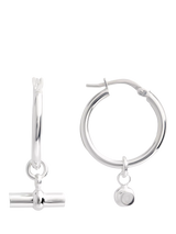 John Lewis LARNAUTI Polished T-Bar Charm Hoop Earrings Silver- Buy online at McGrocer