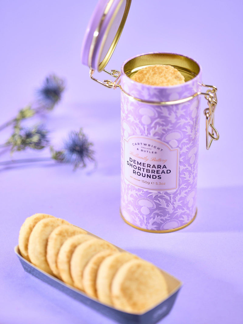 Cartwright & Butler Demerara shortbread rounds 150g, imported from the UK