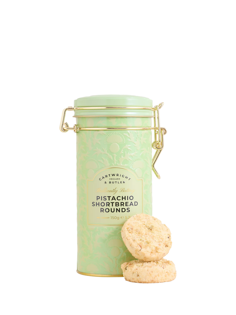 Cartwright & Butler pistachio shortbread rounds tin 150g (British brand)