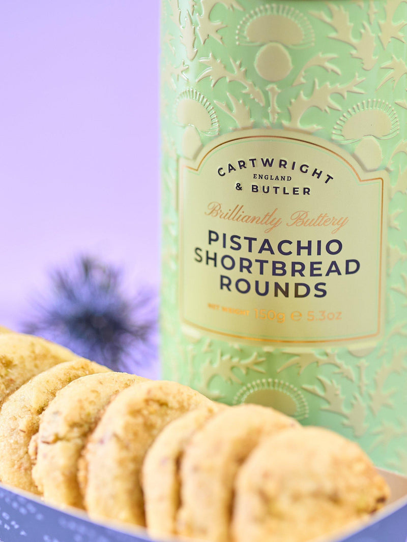 Cartwright & Butler pistachio shortbread rounds tin 150g (British brand)
