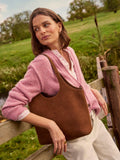 Crew Clothing tan leather shoulder bucket bag - British product