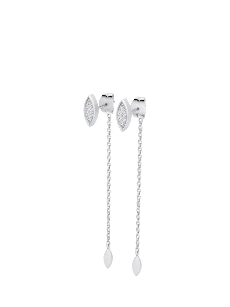 DPT Antwerp marquise diamond drop earrings sterling silver (British brand)