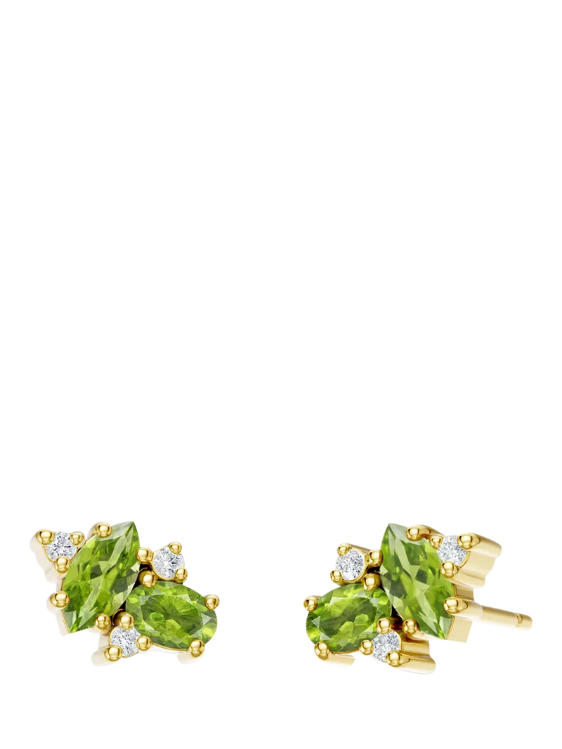 DPT Antwerp peridot diamond stud earrings, imported from the UK
