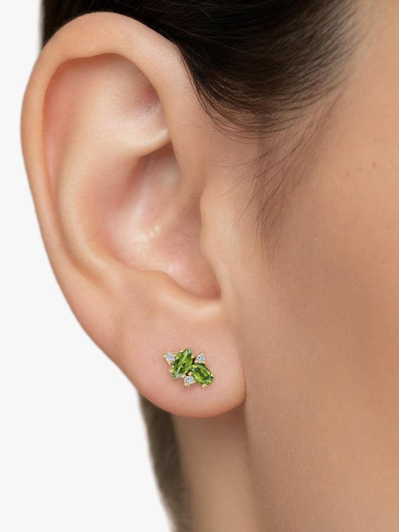 DPT Antwerp peridot diamond stud earrings, imported from the UK