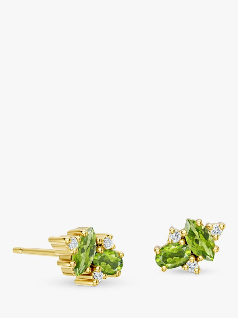 DPT Antwerp peridot diamond stud earrings, imported from the UK