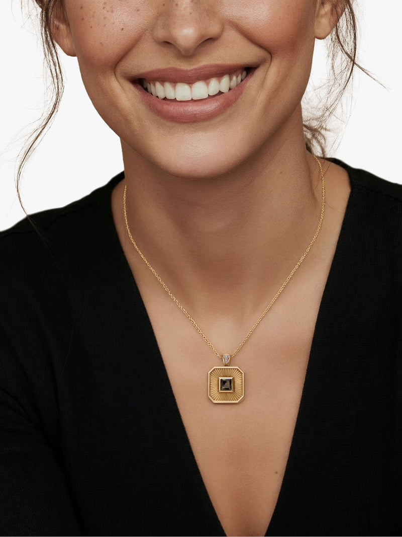 DPT Antwerp pendant necklace quartz diamond octagonal, UK version