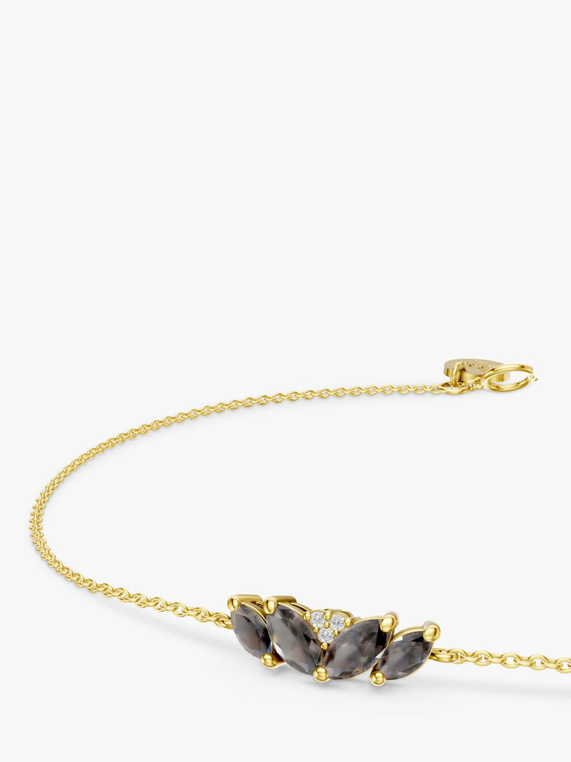 DPT Antwerp quartz and diamond chain bracelet yellow gold plated, imported from the UK