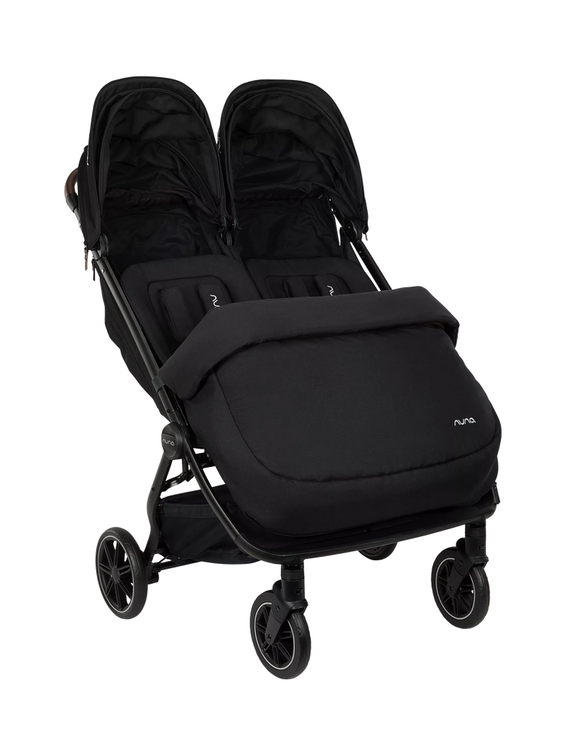 Nuna TRVL Dubl double pushchair footmuff in Caviar, UK version