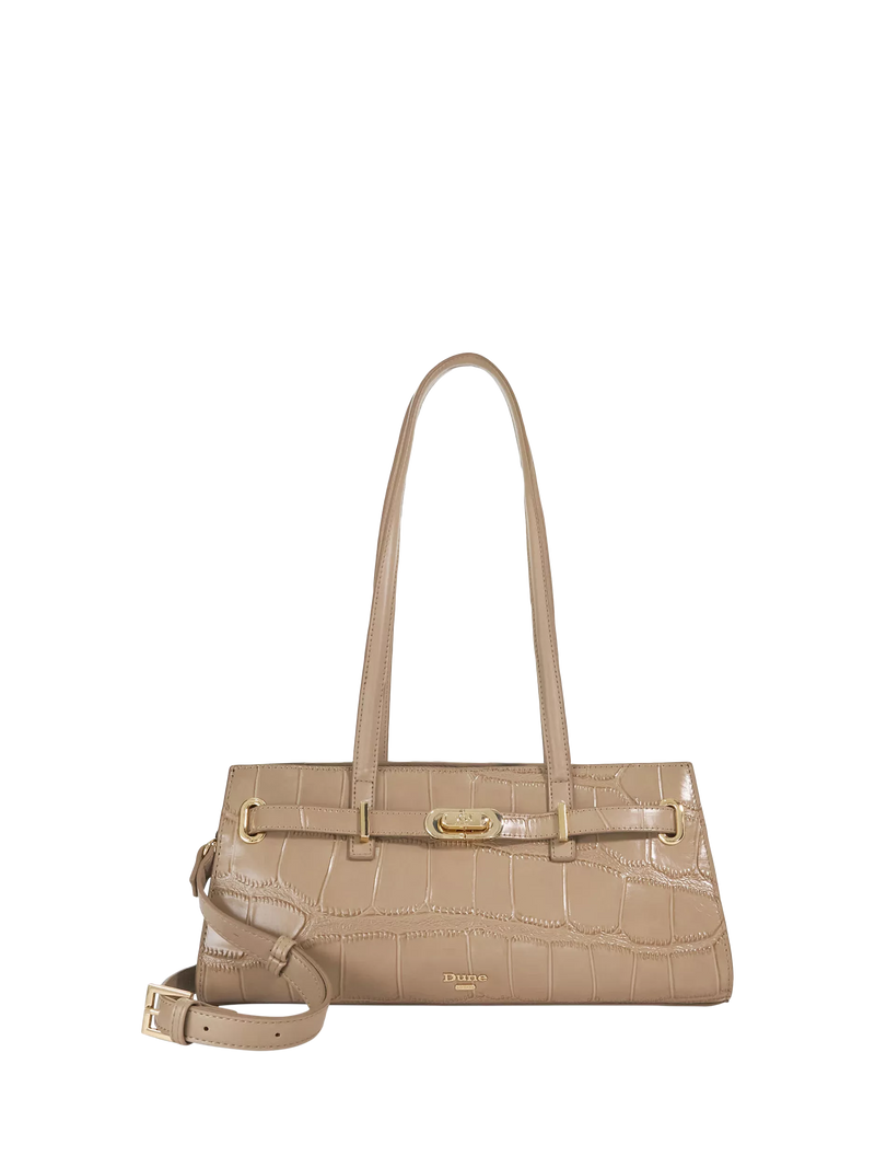 Dune London Depend leather shoulder bag mid grey, UK version