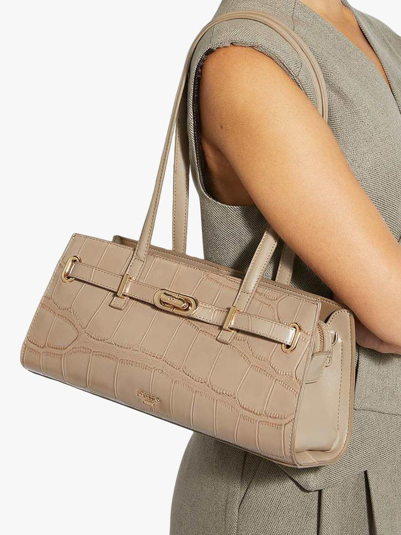 Dune London Depend leather shoulder bag mid grey, UK version