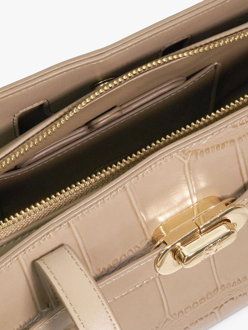 Dune London Depend leather shoulder bag mid grey, UK version