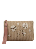 Radley leather and raffia pouch natural multi, imported from the UK