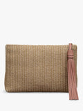 Radley leather and raffia pouch natural multi, imported from the UK