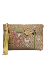 John Lewis Radley Spring Blooms Leather and Raffia Pouch Natural Multi- Buy online at McGrocer