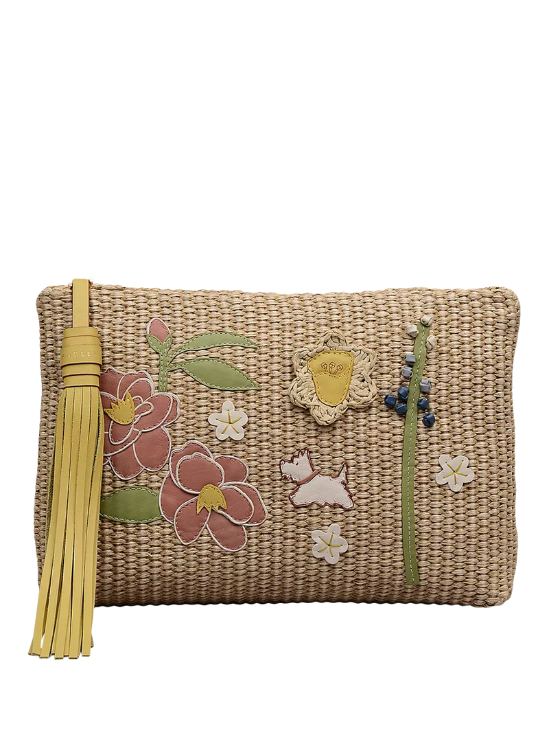 Radley Spring Blooms raffia pouch - British product