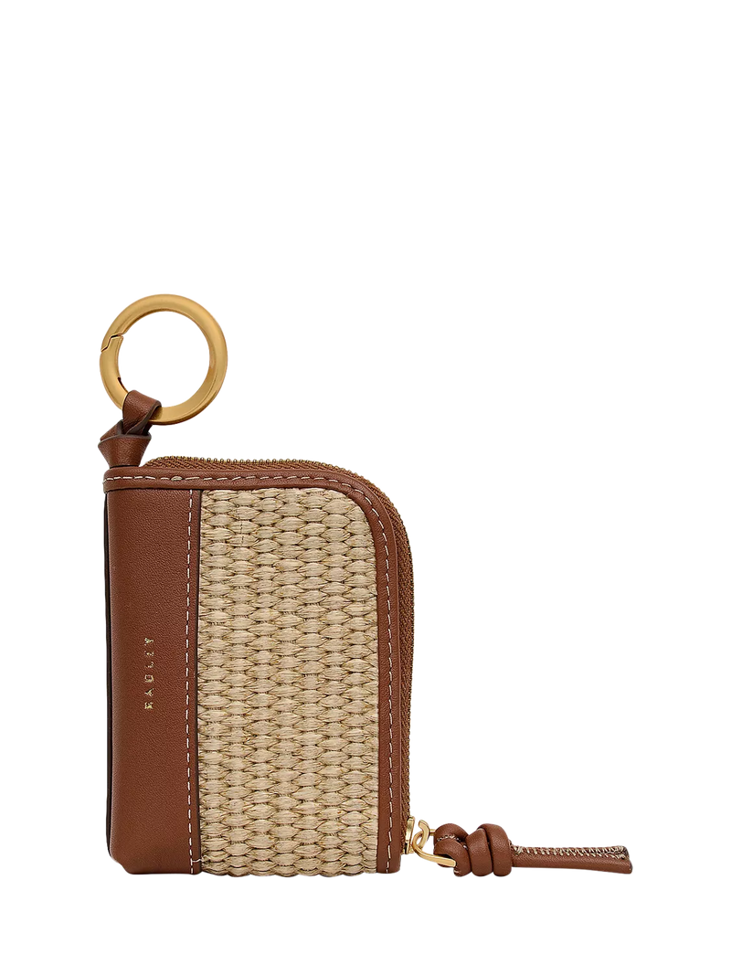 Radley Golden Lane leather raffia bag charm cognac (British brand)
