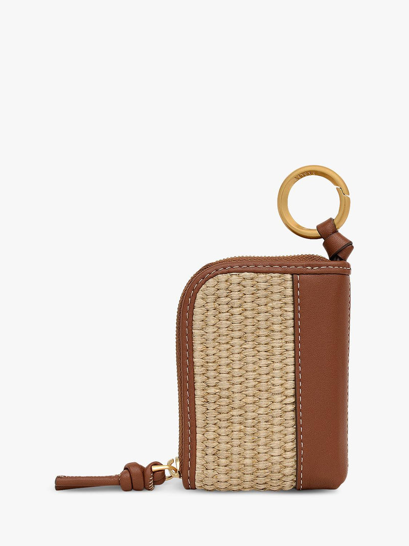 Radley Golden Lane leather raffia bag charm cognac (British brand)