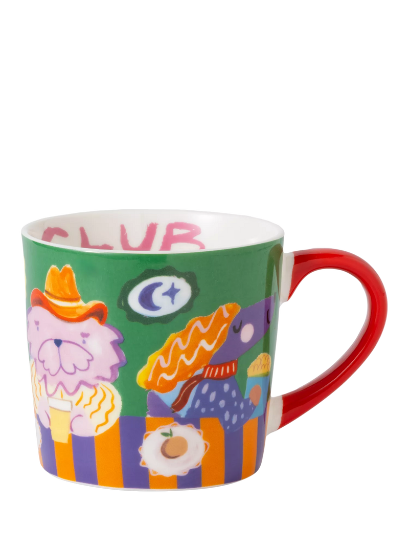 Eleanor Bowmer fine bone china mug dog club design 300ml (British brand)