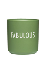 John Lewis Design Letters Favourite Fabulous Cup Green Porcelain Cup 250ml- Buy online at McGrocer