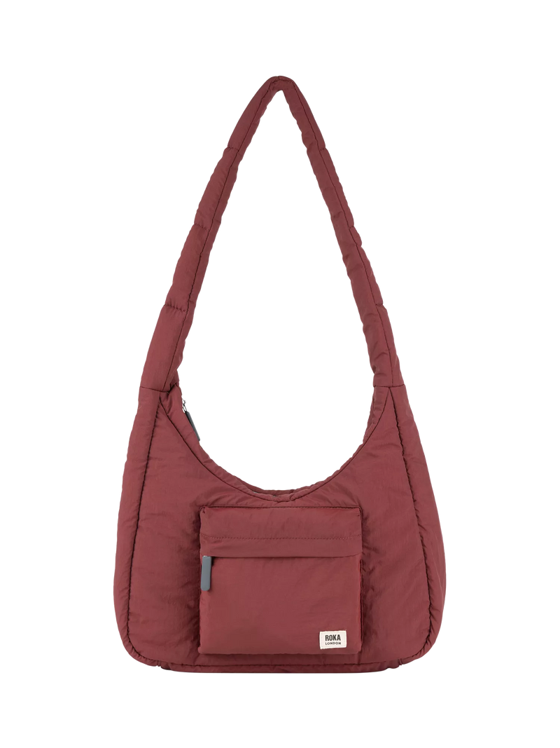 ROKA London Belsize puffy shoulder bag Bordeaux, imported from the UK