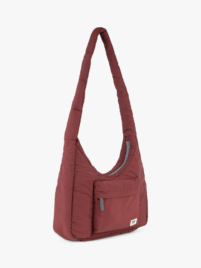 ROKA London Belsize puffy shoulder bag Bordeaux, imported from the UK