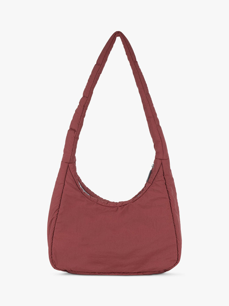 ROKA London Belsize puffy shoulder bag Bordeaux, imported from the UK