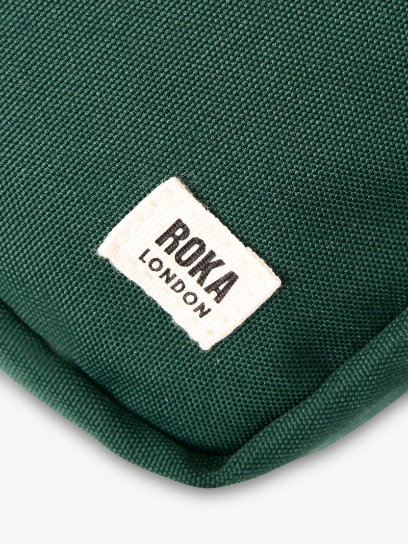 ROKA London green crossbody bag, imported from the UK