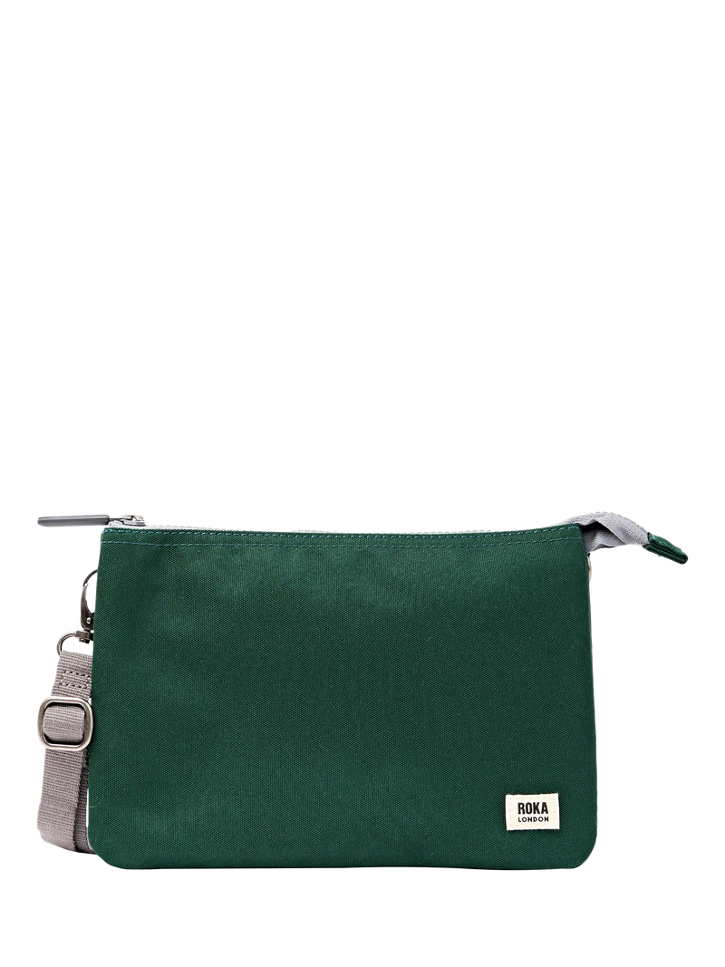 ROKA London green crossbody bag in recycled canvas, UK version