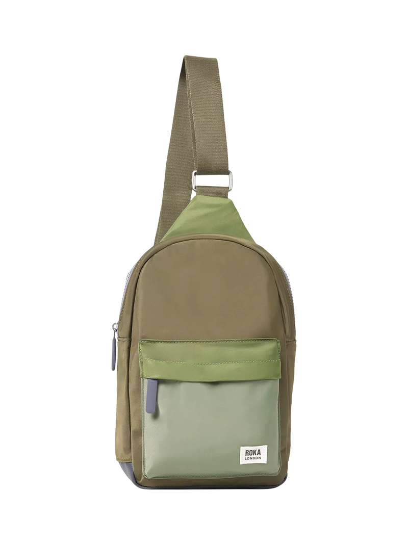 ROKA London crossbody bag green recycled nylon (British brand)