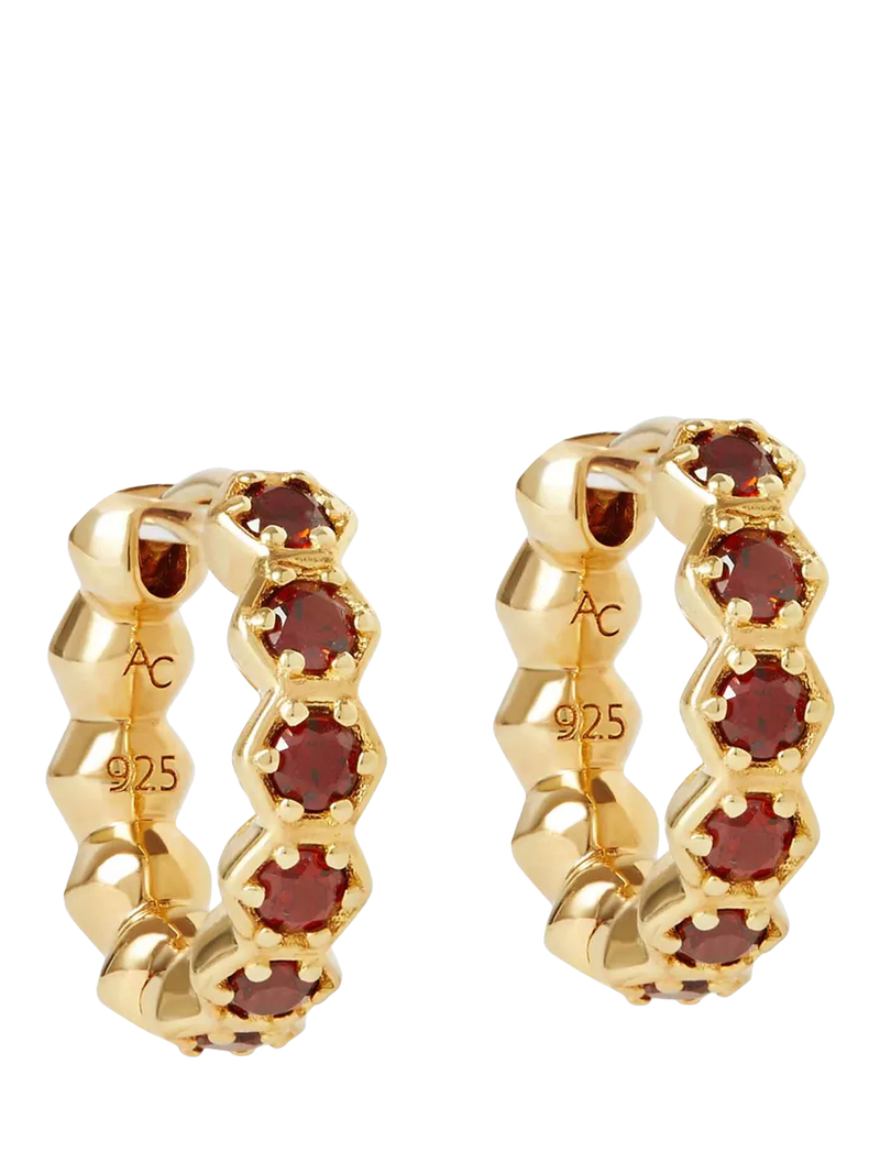 Astley Clarke gold vermeil hoop earrings with garnet, UK version